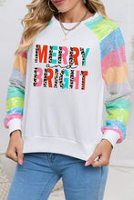 Load image into Gallery viewer, MERRY AND BRIGHT Sequin Long Sleeve Sweatshirt