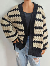 Load image into Gallery viewer, Striped Contrast Open Front Long Sleeve Cardigan