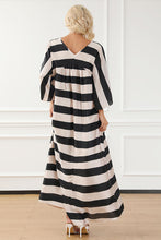 Load image into Gallery viewer, Striped V-Neck Ruched Dress