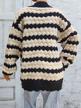 Load image into Gallery viewer, Striped Contrast Open Front Long Sleeve Cardigan