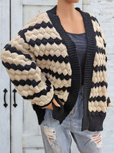 Load image into Gallery viewer, Striped Contrast Open Front Long Sleeve Cardigan