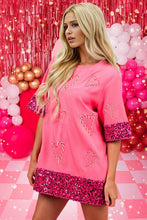 Load image into Gallery viewer, Candy Cane Sequin Half Sleeve T-Shirt