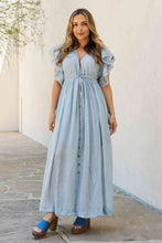 Load image into Gallery viewer, Sweet Lovely By Jen Full Size Drawstring Deep V Butterfly Sleeve Maxi Dress