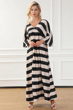 Load image into Gallery viewer, Striped V-Neck Ruched Dress