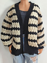 Load image into Gallery viewer, Striped Contrast Open Front Long Sleeve Cardigan