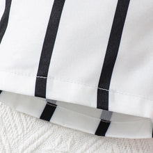 Load image into Gallery viewer, Striped Two-Tone Short Sleeve Tie Waist Romper