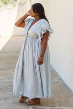 Load image into Gallery viewer, Sweet Lovely By Jen Full Size Drawstring Deep V Butterfly Sleeve Maxi Dress