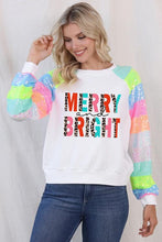 Load image into Gallery viewer, MERRY AND BRIGHT Sequin Long Sleeve Sweatshirt