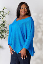 Load image into Gallery viewer, Zenana Full Size Round Neck High-Low Slit Knit Top