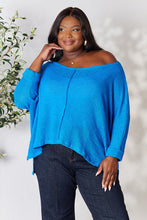 Load image into Gallery viewer, Zenana Full Size Round Neck High-Low Slit Knit Top