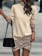 Load image into Gallery viewer, Printed Turtleneck Long Sleeve Mini Dress
