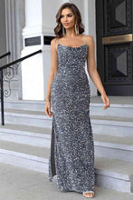 Load image into Gallery viewer, Sequin Backless Split Maxi Dress
