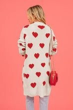 Load image into Gallery viewer, Heart Graphic Open Front Cardigan with Pockets
