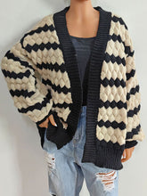 Load image into Gallery viewer, Striped Contrast Open Front Long Sleeve Cardigan
