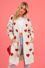 Load image into Gallery viewer, Heart Graphic Open Front Cardigan with Pockets
