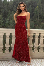 Load image into Gallery viewer, Sequin Backless Split Maxi Dress
