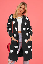 Load image into Gallery viewer, Heart Graphic Open Front Cardigan with Pockets
