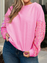 Load image into Gallery viewer, Plus Size Sequin Round Neck Dropped Shoulder Sweatshirt
