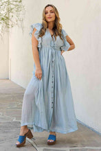 Load image into Gallery viewer, Sweet Lovely By Jen Full Size Drawstring Deep V Butterfly Sleeve Maxi Dress
