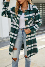 Load image into Gallery viewer, Plaid Button Up Collared Neck Coat with Pockets
