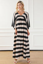 Load image into Gallery viewer, Striped V-Neck Ruched Dress
