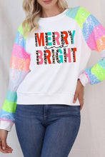 Load image into Gallery viewer, MERRY AND BRIGHT Sequin Long Sleeve Sweatshirt
