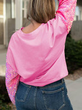 Load image into Gallery viewer, Plus Size Sequin Round Neck Dropped Shoulder Sweatshirt
