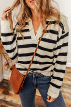 Load image into Gallery viewer, Striped Collared Neck Long Sleeve Sweater
