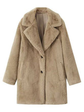 Load image into Gallery viewer, Fuzzy Button Up Lapel Collar Coat
