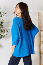 Load image into Gallery viewer, Zenana Full Size Round Neck High-Low Slit Knit Top
