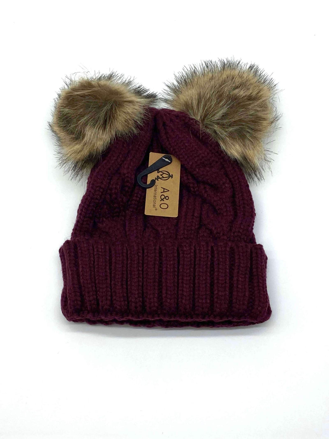 Burgundy Pom-Pom beanie