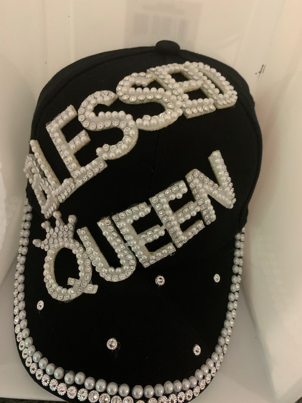 Blessed Queen Hat w/t Pearl & Bling embellishments