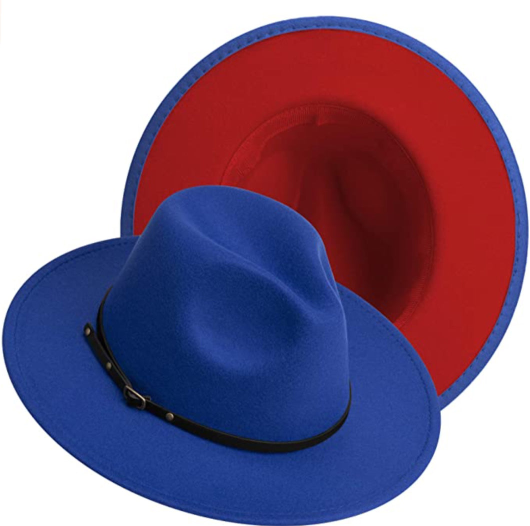 Blue Red bottom Fedora Hat